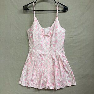 Pink Hollow Small Pink Floral Yoga Sports Bra Fitness Golf Dress Bow Activewear